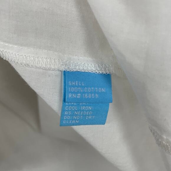 J. McLaughlin Tie Neck Ruffle Collar Embroidery Cut Out Cotton Top White XS ASIS - Picture 6 of 7